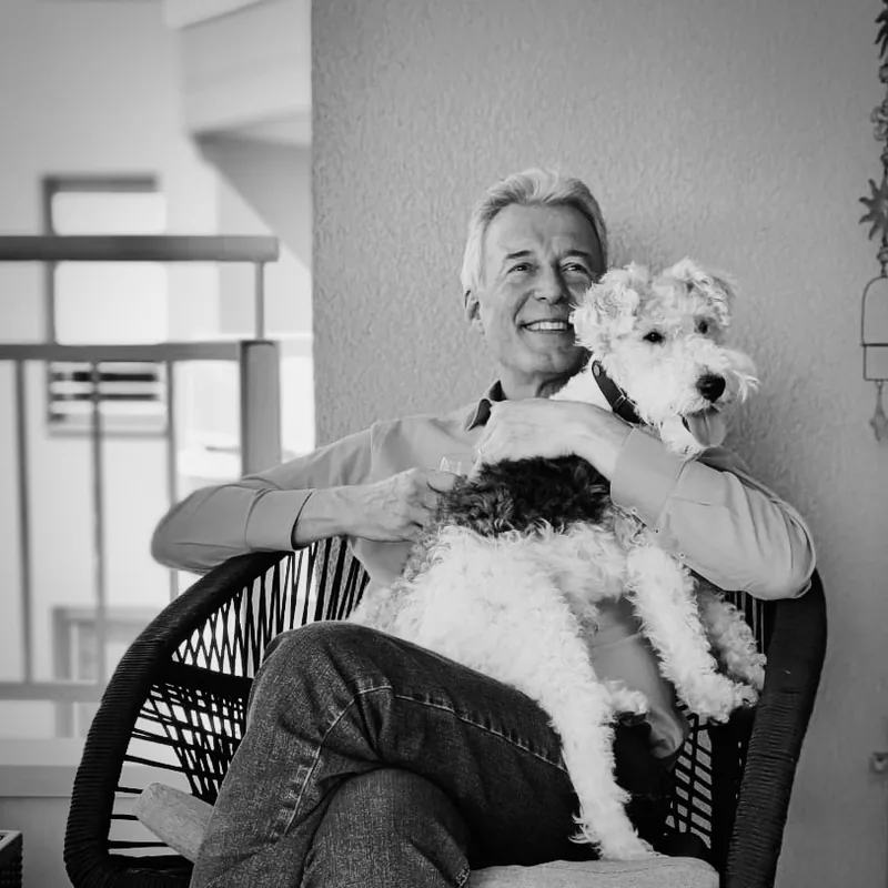 Chipy resting in an armchair.
